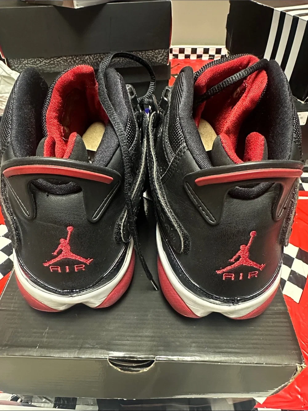 Jordan 6 Rings Black & Red Patent Leather High-Top Sneakers